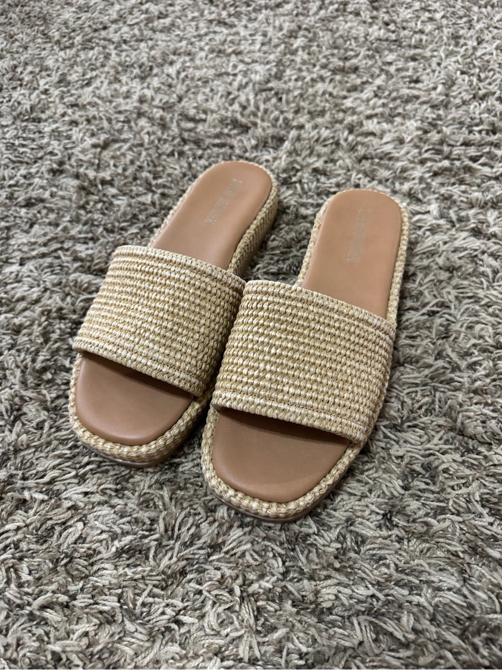 Steve Madden Woven Slide Sandals in Tan